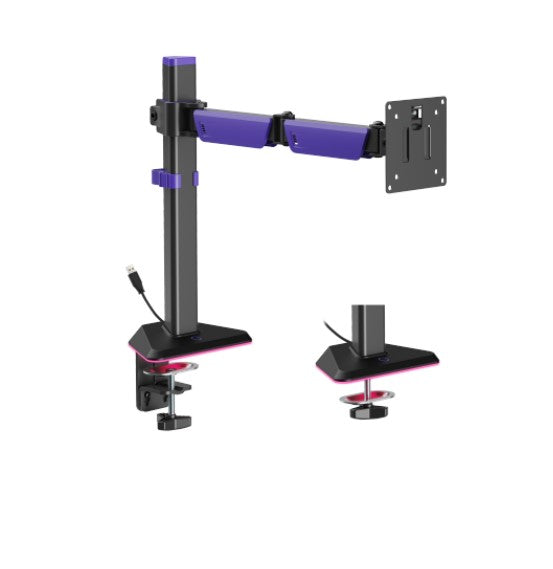 Brateck LDT89-C012L Articulating RGB Lighting Gaming Monitor Arm Matte Black, Fit Screen Size: 17'-40' Up to 12 KG Brateck LDT89-C012L Articulating RGB Lighting Gaming Monitor Arm Matte Black, Fit Screen Size: 17'-40' Up to 12 KG